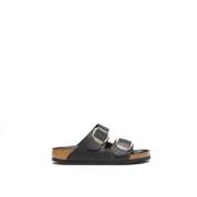 Birkenstock Svarta Lädersandaler Black, Dam