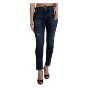 Dolce & Gabbana Elegant Mörkblå Stretch Jeans Blue, Dam