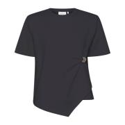 Gestuz Svart Tee Top med Sidodetalj Black, Dam