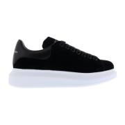 Alexander McQueen Svart Velvet Oversized Sneakers Black, Dam