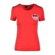 Love Moschino Vit/Blå T-Shirt från Love Moschino Collection Red, Dam