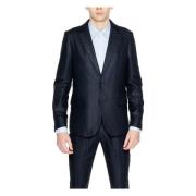 Antony Morato Svart Linneblandning Blazer med Knappar Black, Herr