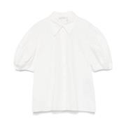 Chloé Broderad Svart Topp Knapp-Front White, Dam