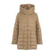 Pinko Quiltad Eco Dunjacka med Hög Krage Beige, Dam