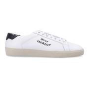 Saint Laurent Vita Svarta Sneakers Rund Tå Snörning White, Herr