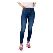 Guess Blå Plain Zip Jeans Kvinnor Vår/Sommar Blue, Dam