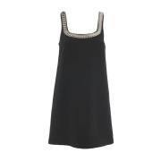 Pinko Metallic Scoop Neck Slip Klänning Black, Dam