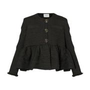 Erdem Peplum Crop Jacka Black, Dam