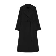 Max Mara Weekend Elegant Ullkappa med Bälte Black, Dam