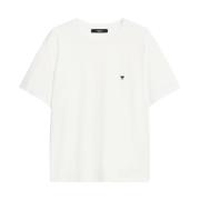 Max Mara Weekend Vit Bomull T-shirt med Fjäril Logo White, Dam