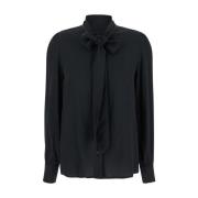 Pinko Svart Crepe Blus Black, Dam