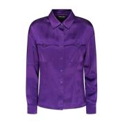 Tom Ford Lila Satin Western Style Skjorta Purple, Dam