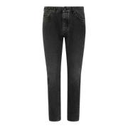 Palm Angels Svart och vit Logo Print Jeans Black, Herr