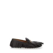 Tod's Brun Fringed Moccasin Platta Skor Brown, Dam