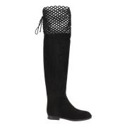 Sergio Rossi Svarta Mocka Ankelboots Elegant Stil Black, Dam