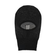 Rick Owens Svart Stickad Balaclava Mössa Black, Herr