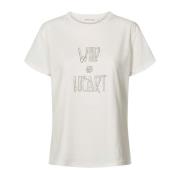 Rabens Saloner Ambla Top T-shirt med Smart Print White, Dam