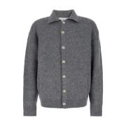 Dunst Stickad Cardigan Sweater Grå Alpacka Ull Gray, Herr