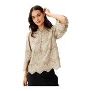 IN Front Ester Blouse med Broderade Detaljer Beige, Dam