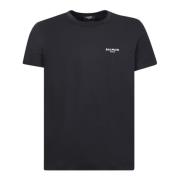 Balmain Svart Rundhals Logo Print T-shirt Black, Herr