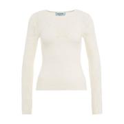 Blugirl Rose Mönstrad Crew Neck Sweater White, Dam