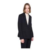 Silvian Heach Klassisk Pinstripe Blazer med Revers Blue, Dam