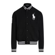 Ralph Lauren Randig baseballkrage tröja Black, Herr