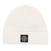 Stone Island Ull Beret med Kompas Patch White, Herr