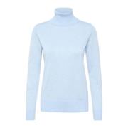 Saint Tropez Heather Melange Rollneck Sweater Blue, Dam