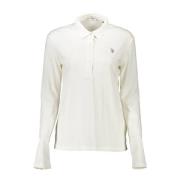 U.s. Polo Assn. Långärmad Pikétröja Vit Broderad Logotyp White, Dam