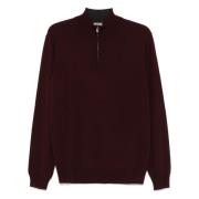 Corneliani Lyxig Ull Cashmere Half-Zip Tröja Red, Herr