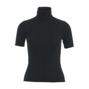 Jucca Räfflad Stickad Turtleneck Topp Black, Dam