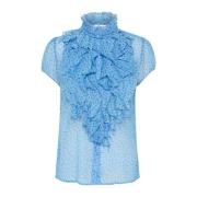 Saint Tropez Crinkle SS Skjorta Provence Drea Dot Blue, Dam