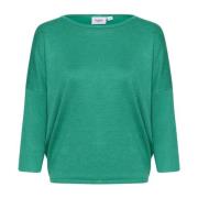 Saint Tropez Emerald Melange R-Neck Pullover Sweater Green, Dam