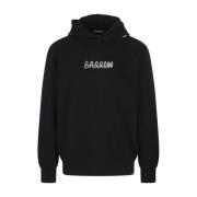 Barrow Svart Oversized Hoodie med Logotyptryck Black, Herr