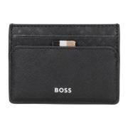 Boss Minimalistiskt Läderplånbok RFID-skydd Black, Herr