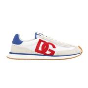 Dolce & Gabbana Röd Logo Sneakers Mesh Mocka Design Multicolor, Dam