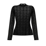 Marine Serre Svart Mesh Moon Diamant Sweater Black, Dam