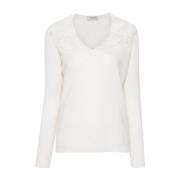 Ermanno Scervino Vit Blommig Spetsstickad Tröja White, Dam