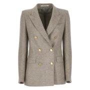 Tagliatore Brun Ull Blazer Peak Revers Brown, Dam