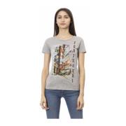 Trussardi Action T-shirt Kortärmad Rund Hals Framtryck Gray, Dam