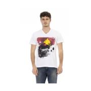 Trussardi Action V-Neck T-Shirt Front Print White, Herr