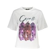 Cavalli Class Elegant Slim Fit Vit Tee med Signaturtryck White, Dam