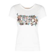 Liu Jo Klassisk Rund Hals T-shirt White, Dam