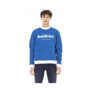 Baldinini Långärmad Logo Front Sweatshirt Blue, Herr