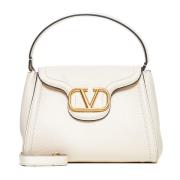 Valentino Garavani Ivory Läder Handväska med VLogo White, Dam