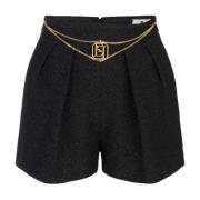 Elisabetta Franchi Tweed Kedja Shorts Black, Dam