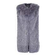 Herno Faux Fur Gilet Vest Blue, Dam