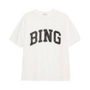 Anine Bing Boxy Fit Tee med Bing Print White, Dam