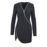 Pinko Crepe Stretch Klänning med Metall Dragkedja Black, Dam